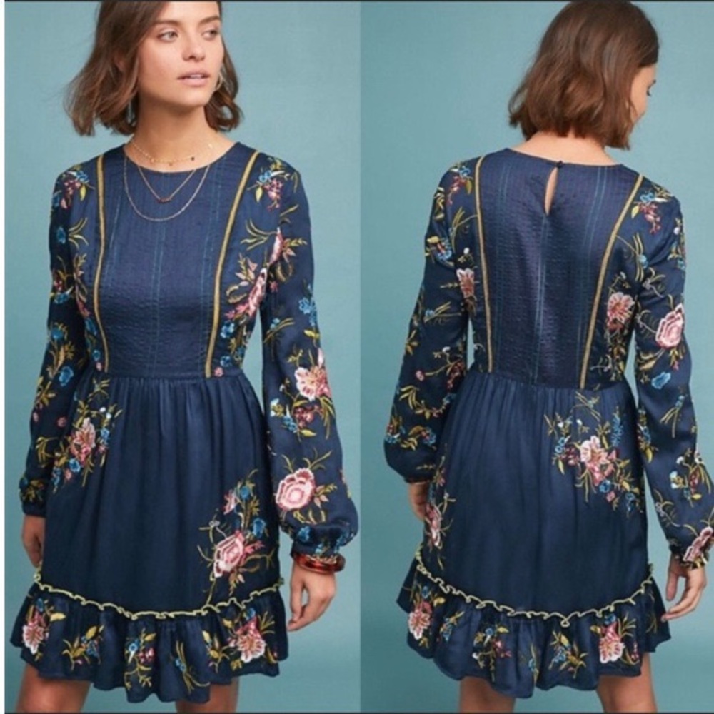 Anthropologie Seen•Worn•Kept Embroidered Dress